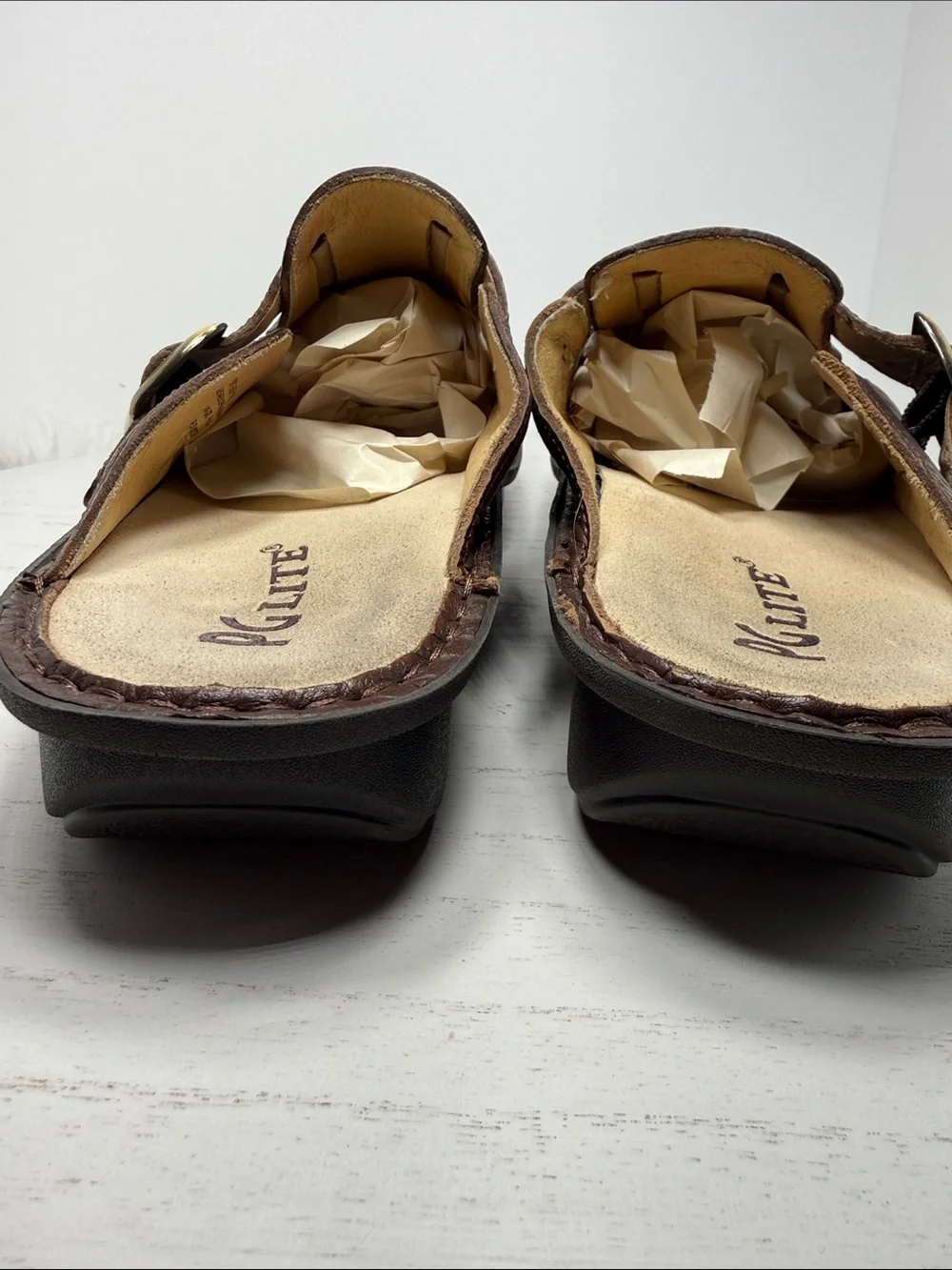PG Lite Men's Brown Leather Slip-On Clog with Buckle